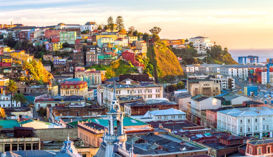 Colorful buildings of the UNESCO World Heritage city of Valparaiso, Chile